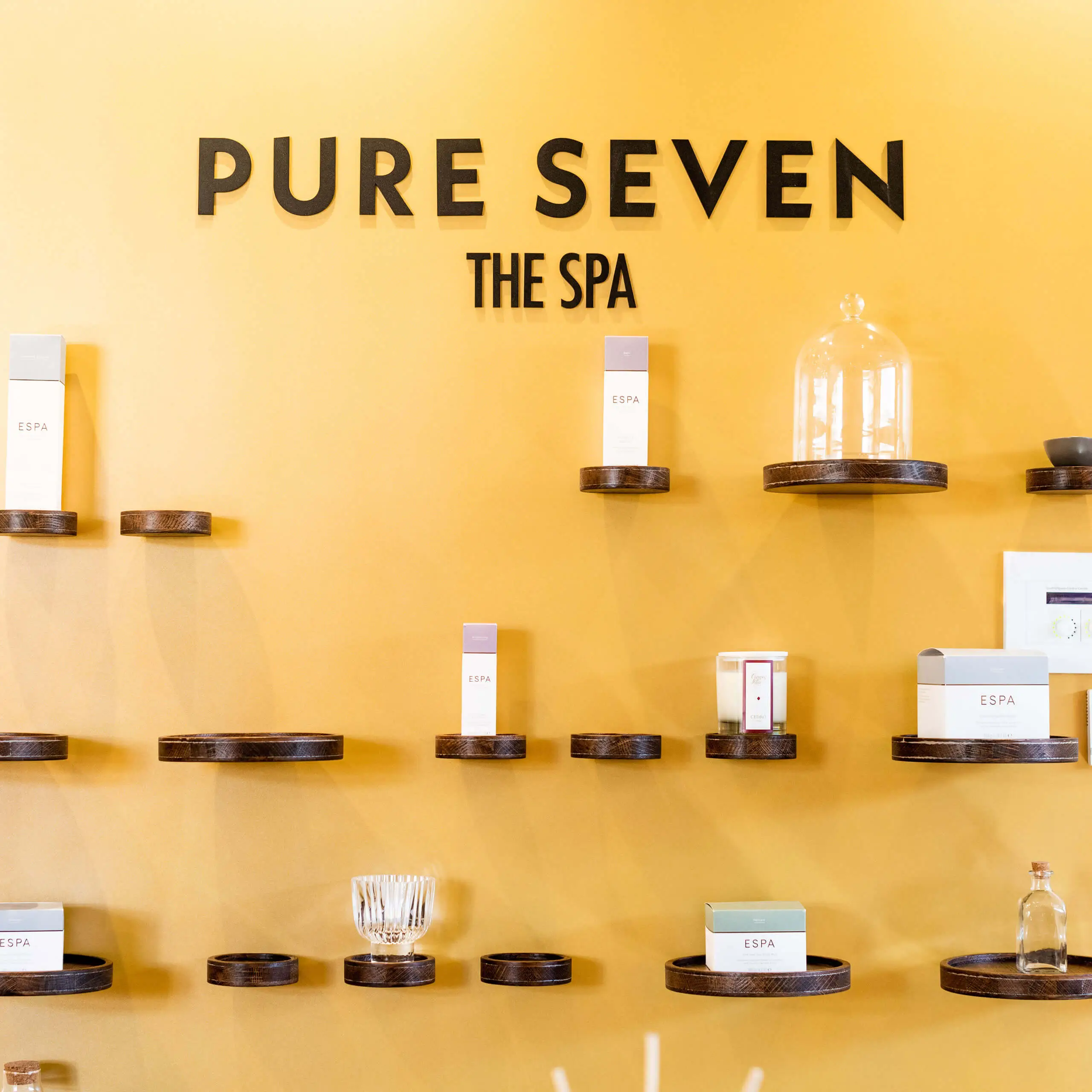 Pure Seven Spa products in a sustainable setting at 7Pines Hotels & Resorts.